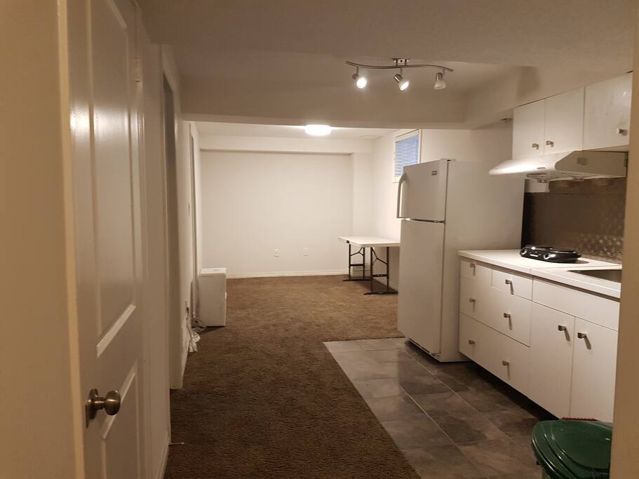Full view of Kitchen and living