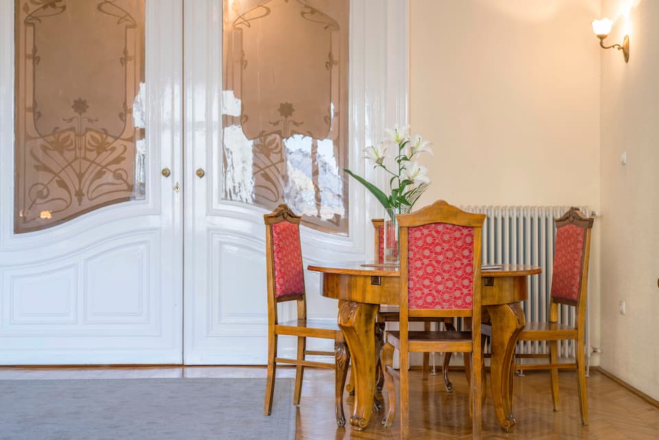 An art nouveau salon with a concert grand, Budapest, Hungary, photo 8 of 10