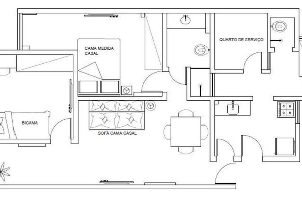 planta baixa do apartamento/floor plan of the apartment/plano de planta del apartamento