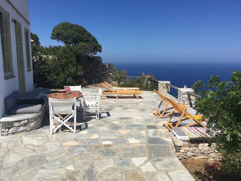 Hillside stone house with sea-view
