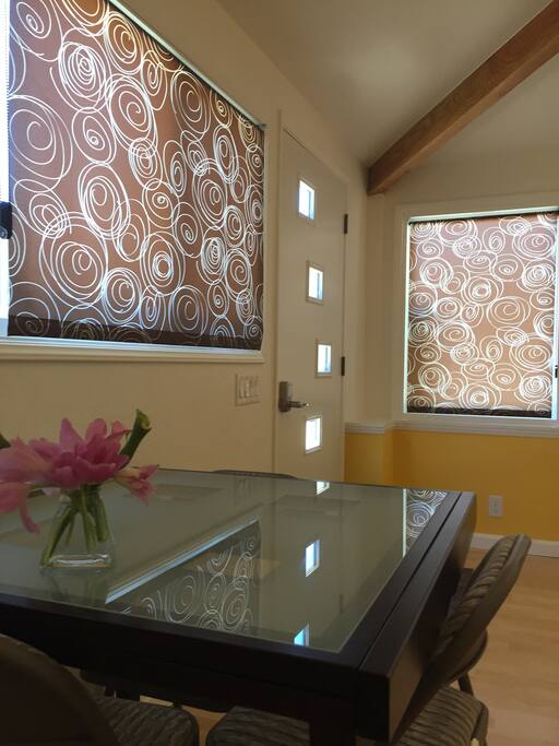 dining table and front door