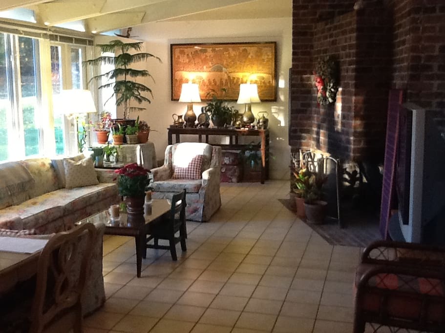 Living room with fireplace.