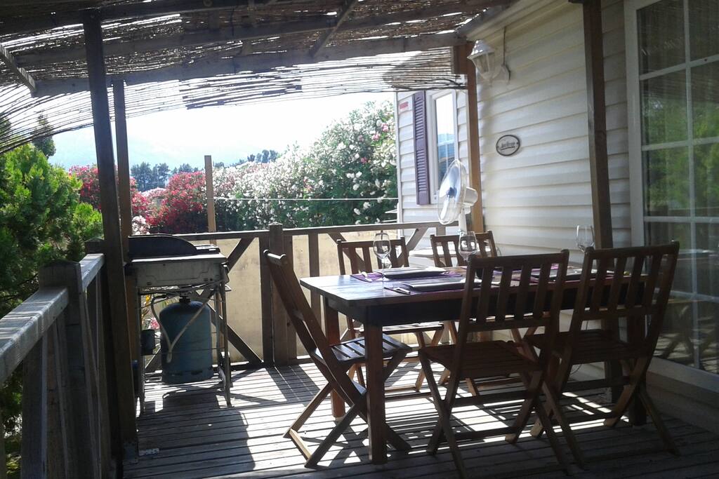 grande terrasse avec plancha .