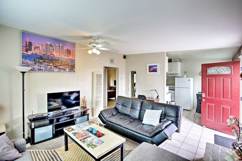 After a day at the beach, find refuge from the sun in the spacious living room.
