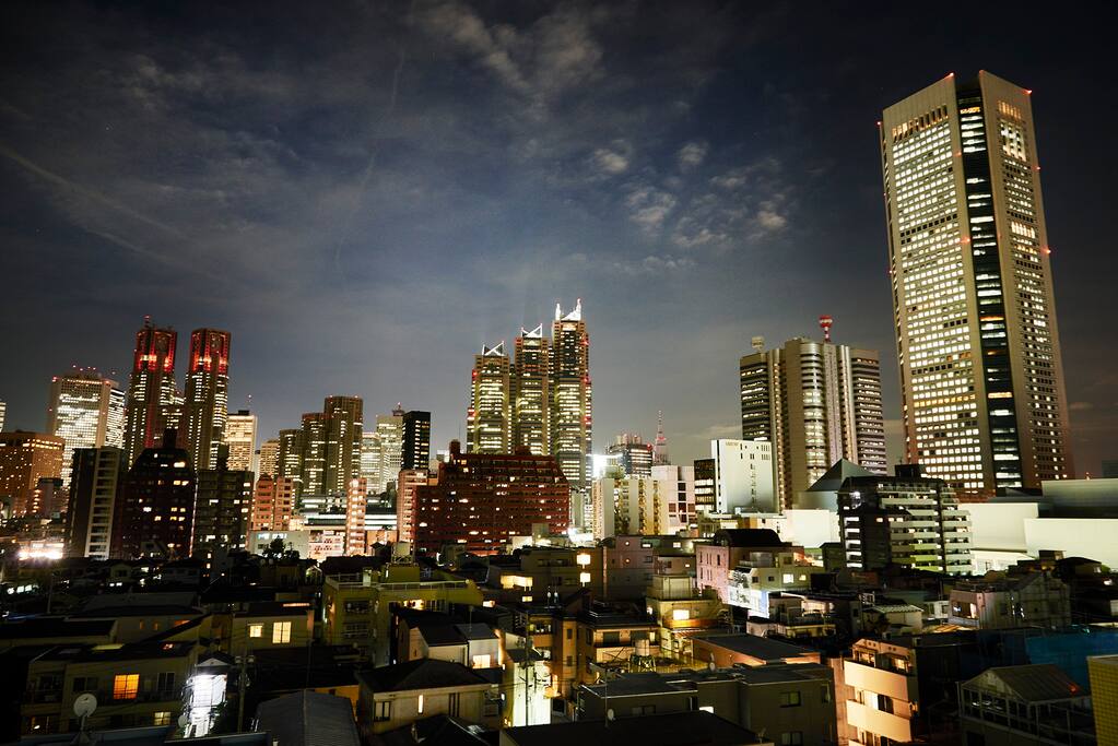View from main door in the evening (Shinjuku)