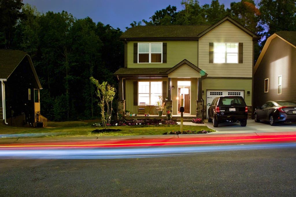 House at night.