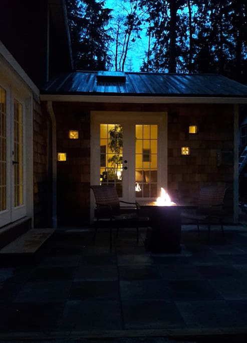 At night you can enjoy the serene location with your own firepit.