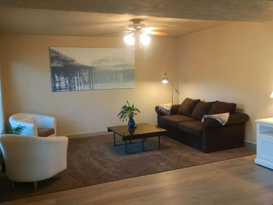 There is a cozy living room to unwind with a book after a long day on the trails (please note, no TV - but there is wifi for Netflix!)