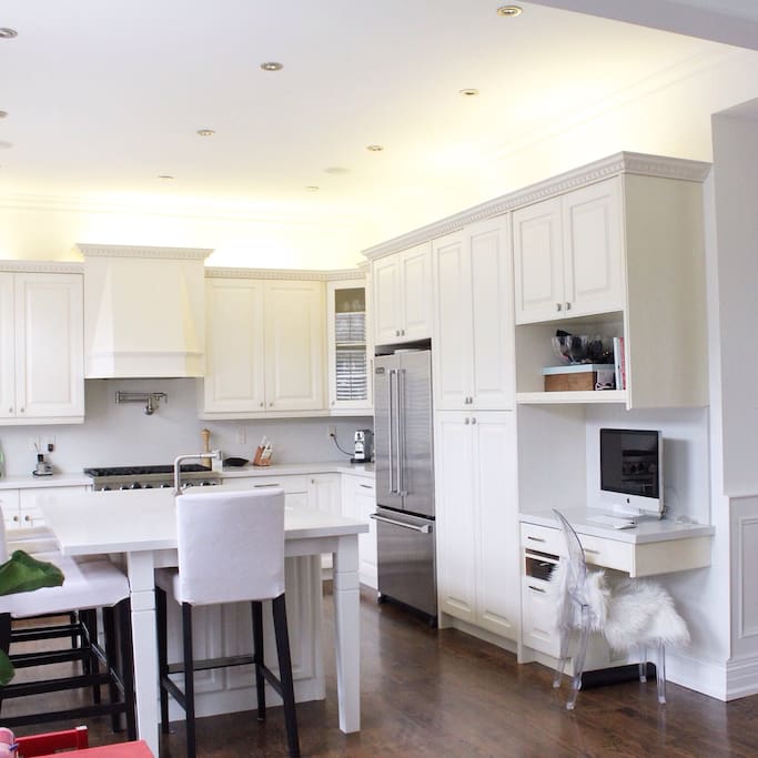 The gourmet kitchen is large and fully equipped for entertaining.