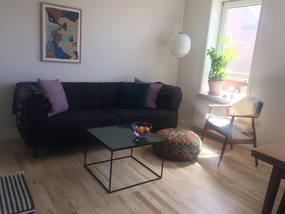 Living room with a big cozy couch