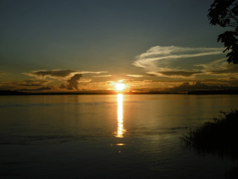 sunset in the amazon river