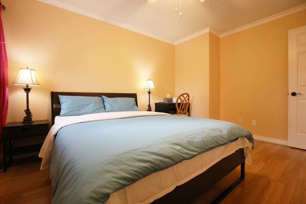 Bedroom #3A, has a closet and a desk, nice queen-size bed, very spacious and private space