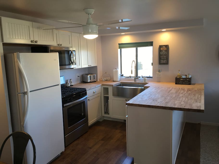 View of our new farmhouse kitchen