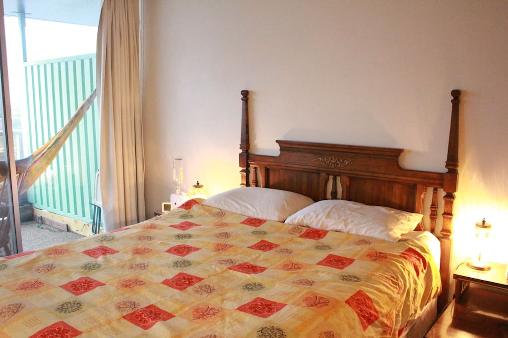 Blackout curtain will cover the sliding glass doors for a deep night sleep