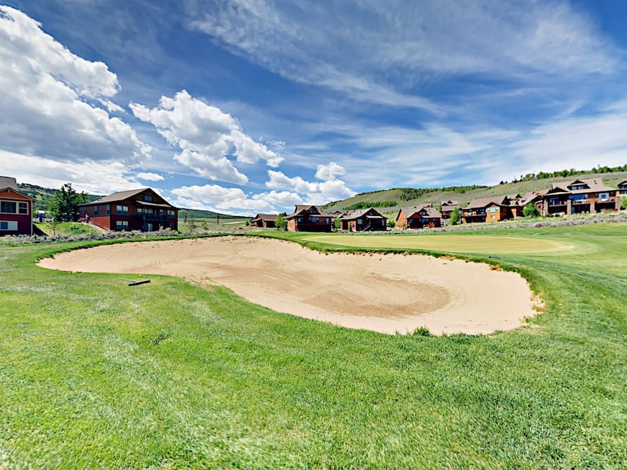 Your rental is situated on the 15th green of the Granby Ranch golf course.
