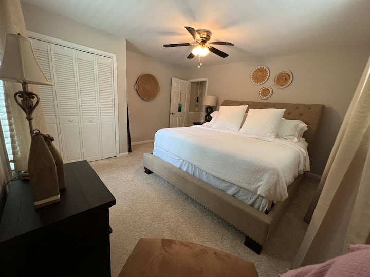 King bed located on main floor. 