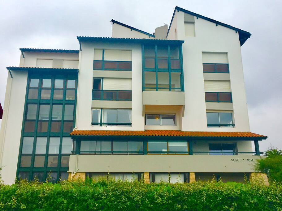 The building in front of the beach