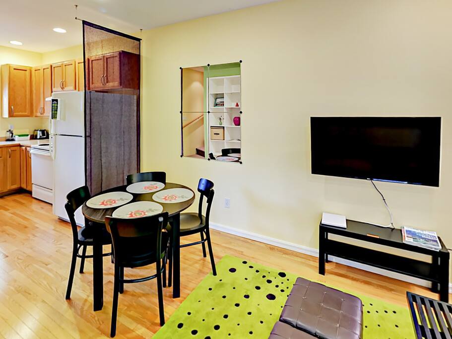 Sprawl out on the sofa in the living room and enjoy a movie on the 42” TV.