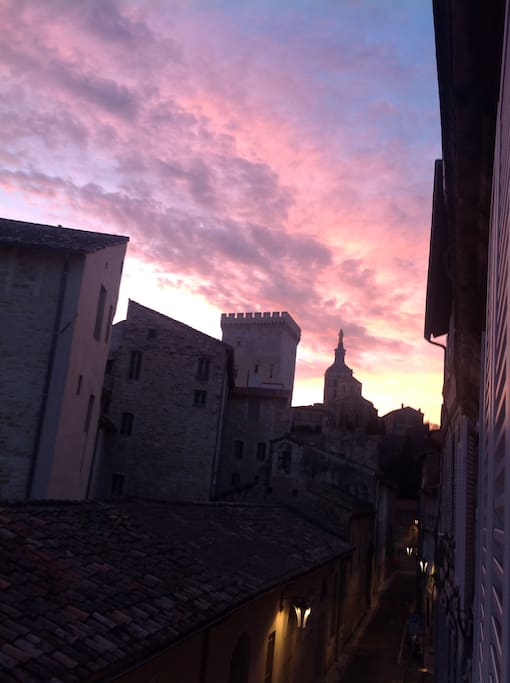Vue latérale sur l'arrière du palais des papes