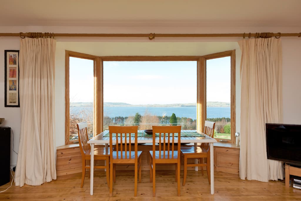 Dining area of family room with great views over  garden and Blessington Lakes 