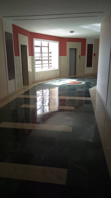 The main floor lobby- as seen from the apartment entrance.