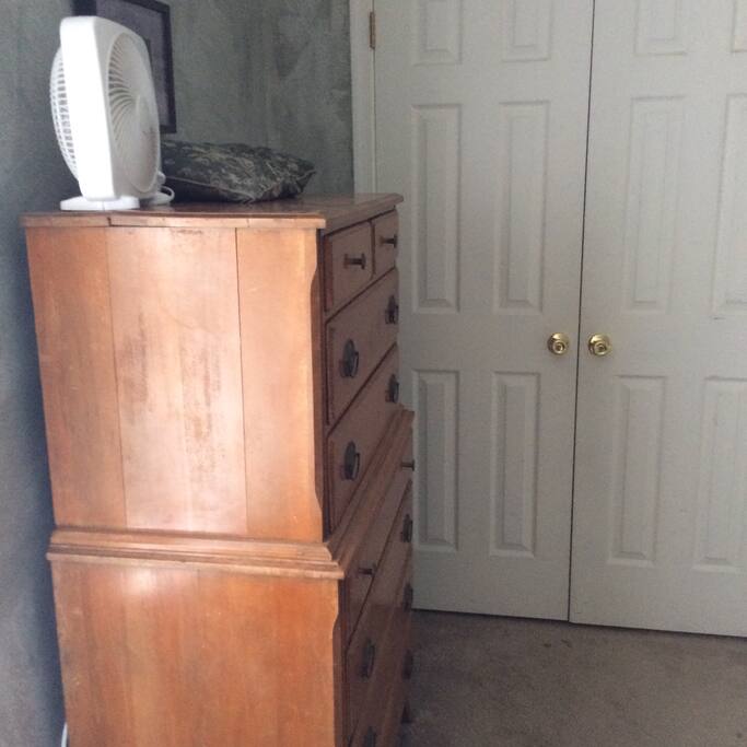 Dresser and closet.