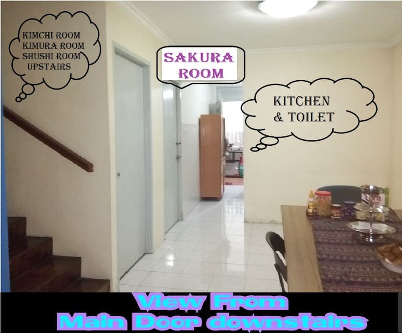 SAKURA ROOM is your room. near to kitchen & you have your own toilet outside the room