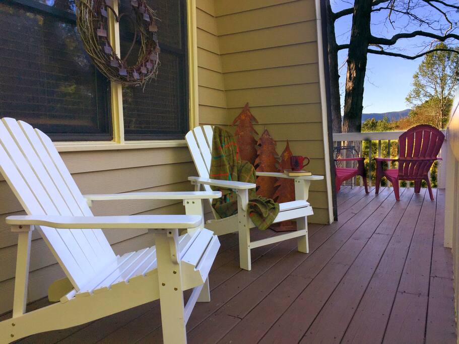 Photo from a guest who eventually decided to read her book in one of the lodge’s adirondack while enjoying her pumpkin spiced coffee.