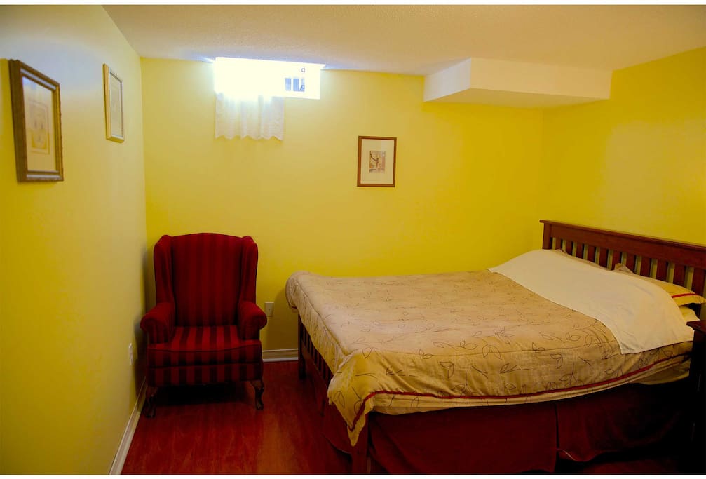 Spacious bedroom with two windows