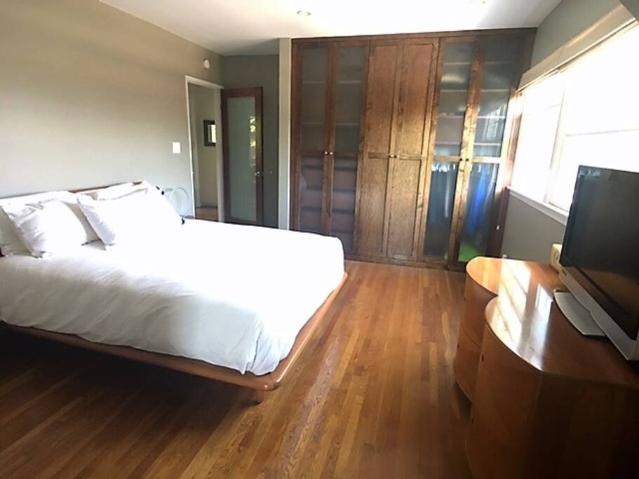 Master bedroom with queen sized bed