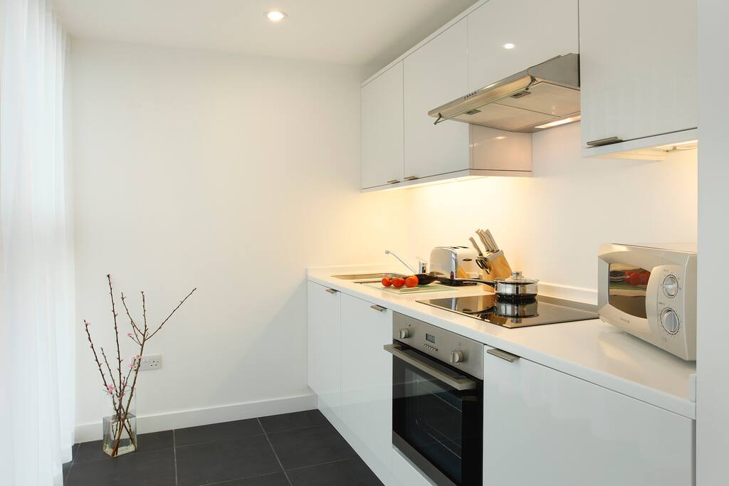 Full kitchen with all amenities, homewares and cleaning products