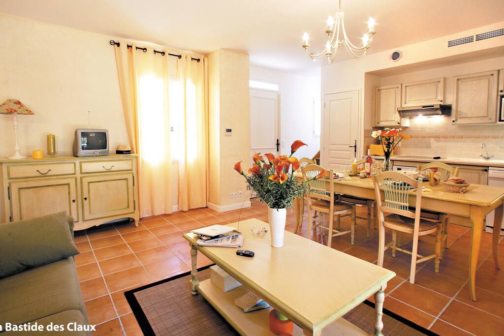Prepare meals in the kitchenette and enjoy them at the dining table.