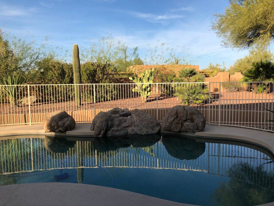 Private pool area and spa.