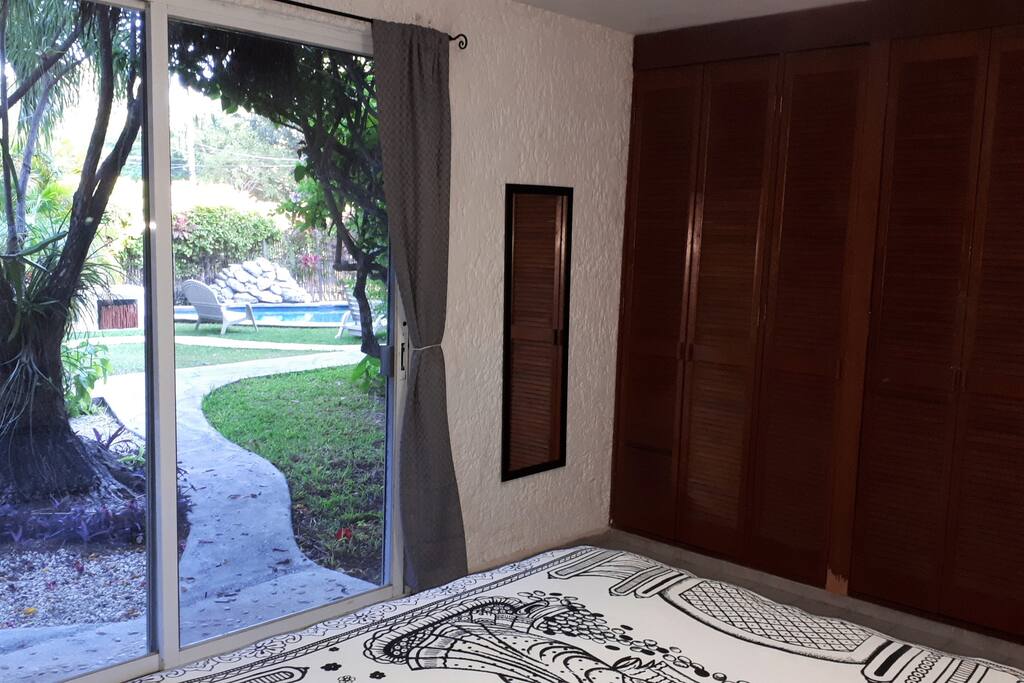your pool and garden view from bed!