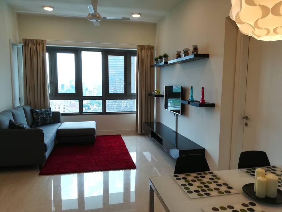 Living room with smart tv
