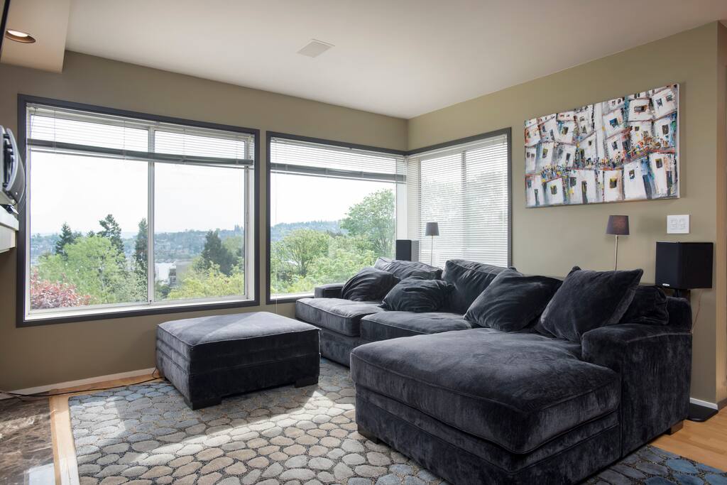 Living room looking out over the park