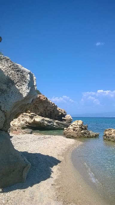 secluded beach at 0,5 km distance