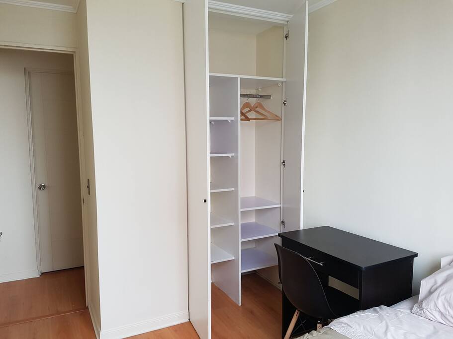 closet, desk to work.
