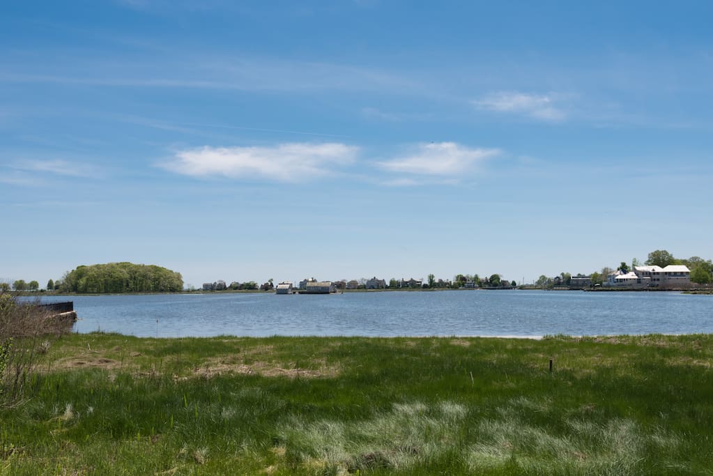 View from patio of Mill Pond, an 80 acre tidal estuary - great for viewing many species of birds and aquatic wildlife