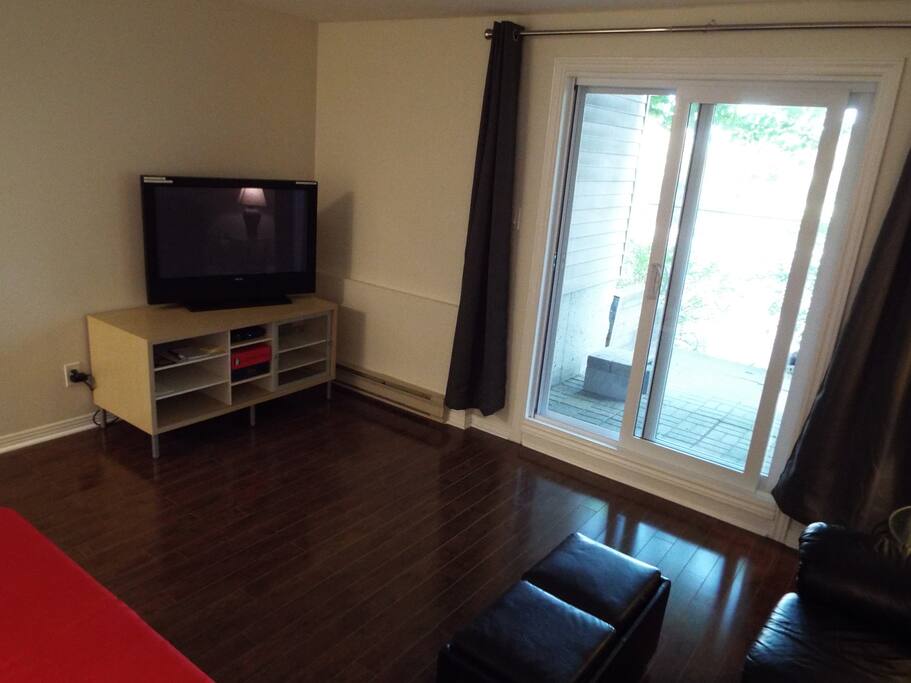 Living room with 42" TV, cable and Netflix.