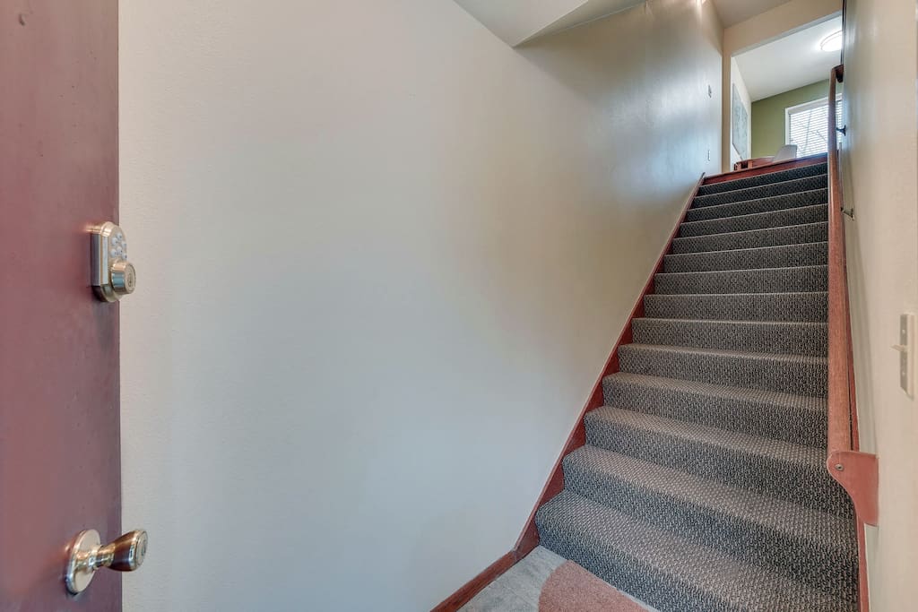 Entry. Indoor stairs. There are no neighbors above you.