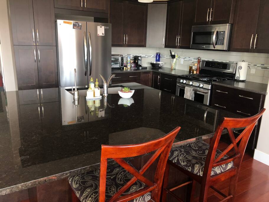 Gourmet kitchen - granite island, stainless appliances, dishwasher