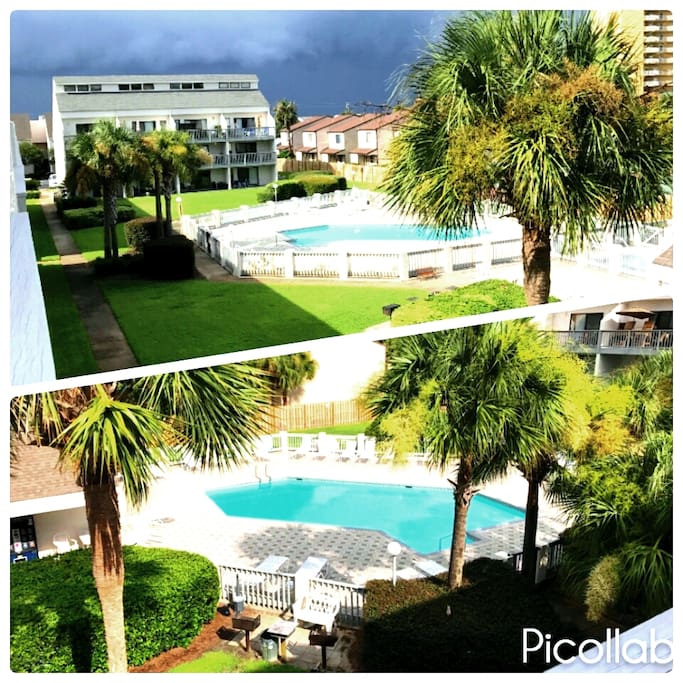 Both north and south pools/ 14 person hot tub! Your overlooking off your deck.