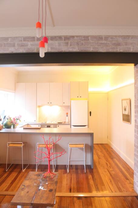 Modern kitchen and living area