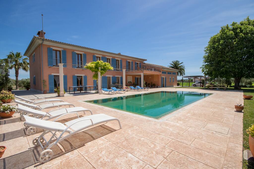 Pool area with sun beds