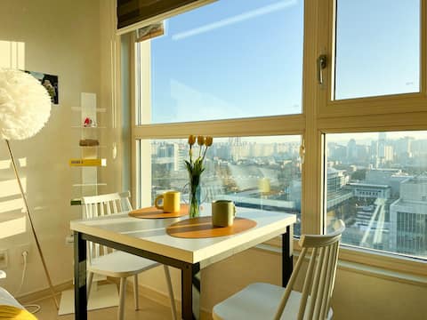 Sangmu District Hotpl # Park City View/# 12 Checkout/# 50 inch TV + Netflix/Hotel Bedding/Clean Disinfection