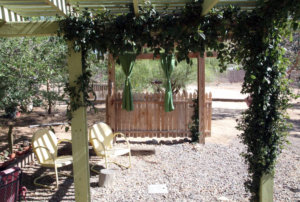 Outdoor sitting area with covered deck