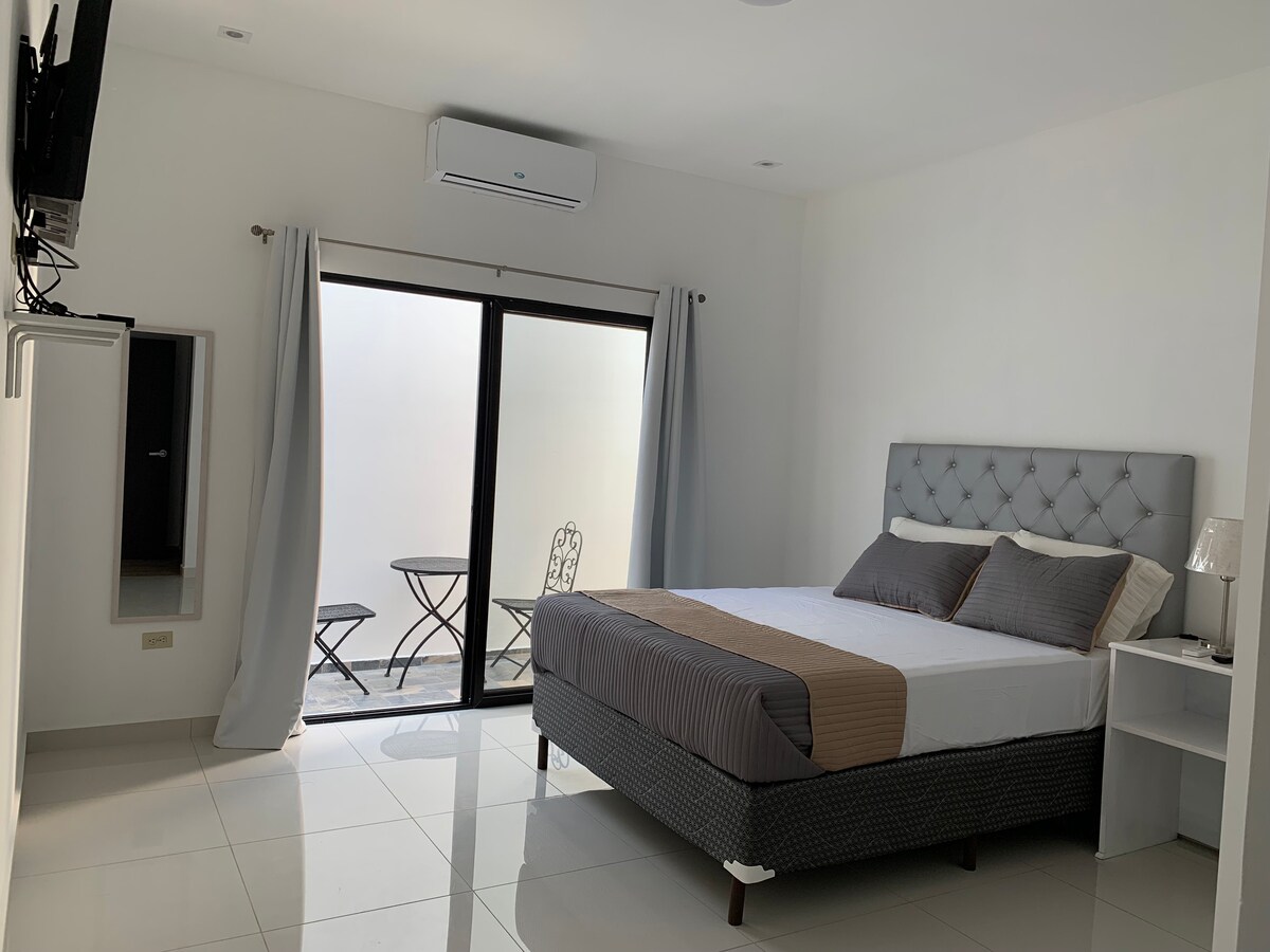 宽敞的主房间，带露台