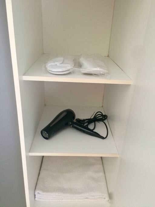 Blowdryer and slippers available on arrival