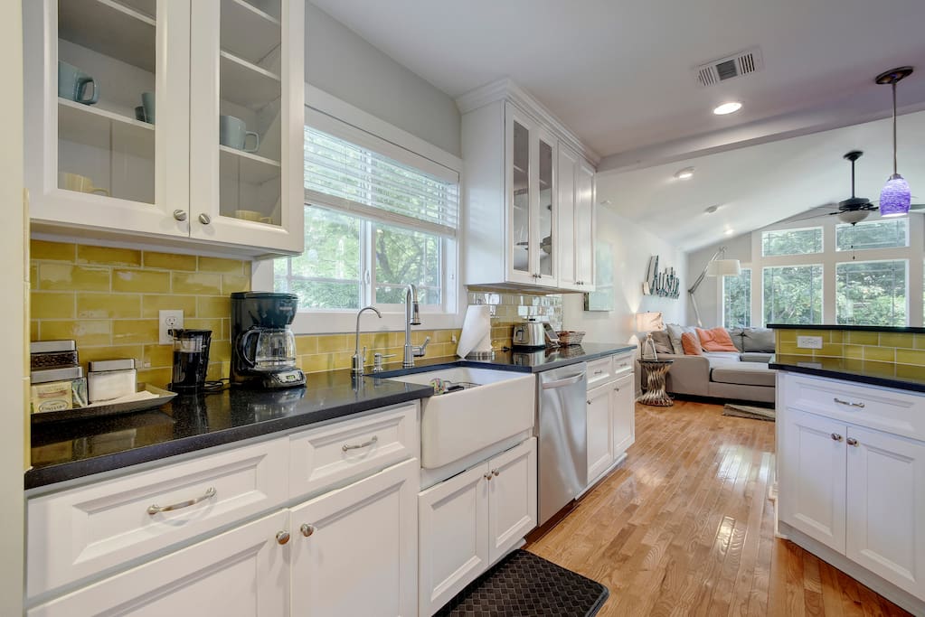Modern kitchen is fully stocked and ready to rock